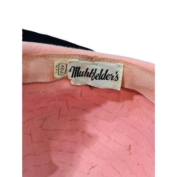 Vintage 1950s Pink Hat Floral Rhinestone Mohlfelder's Cap - Picture 8 of 10